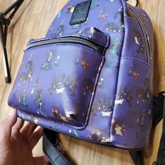Disney Loungfly The Nightmare Before Christmas Tim Burton Mini Backpack Purple - Picture 3 of 6